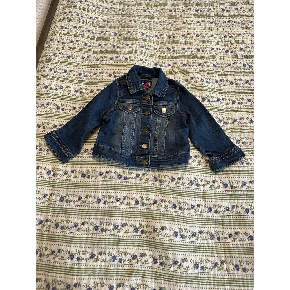 The Children's Place Blue Denim Jacket 12-18M Button Front Long Sleeve